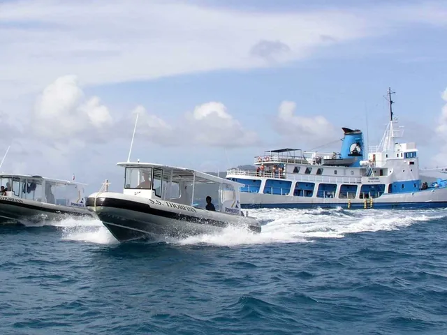 Barca appoggio per immersioni in navigazione con due tender veloci al seguito